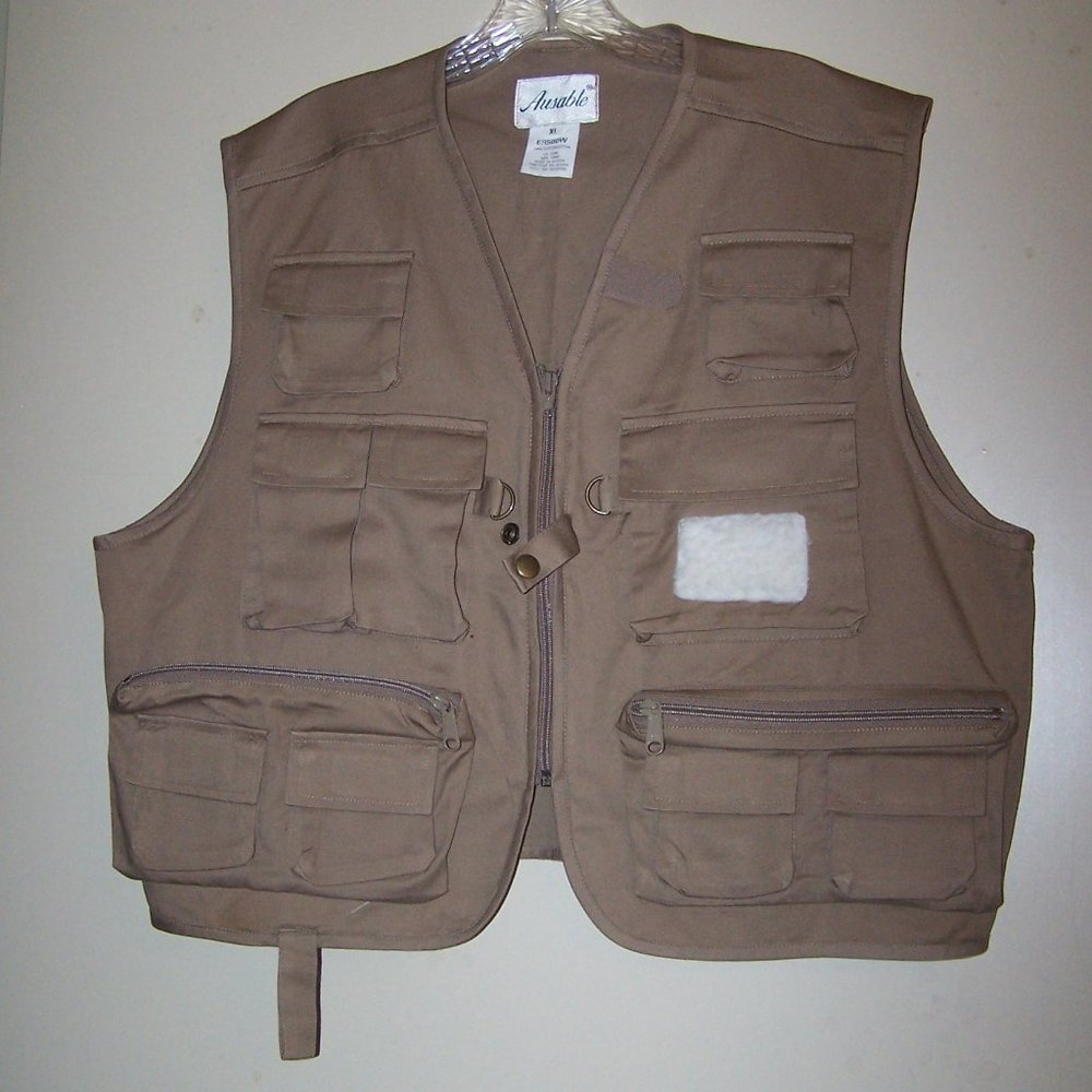 " AUSABLE " 100% COTTON TAN FISHING VEST #3613